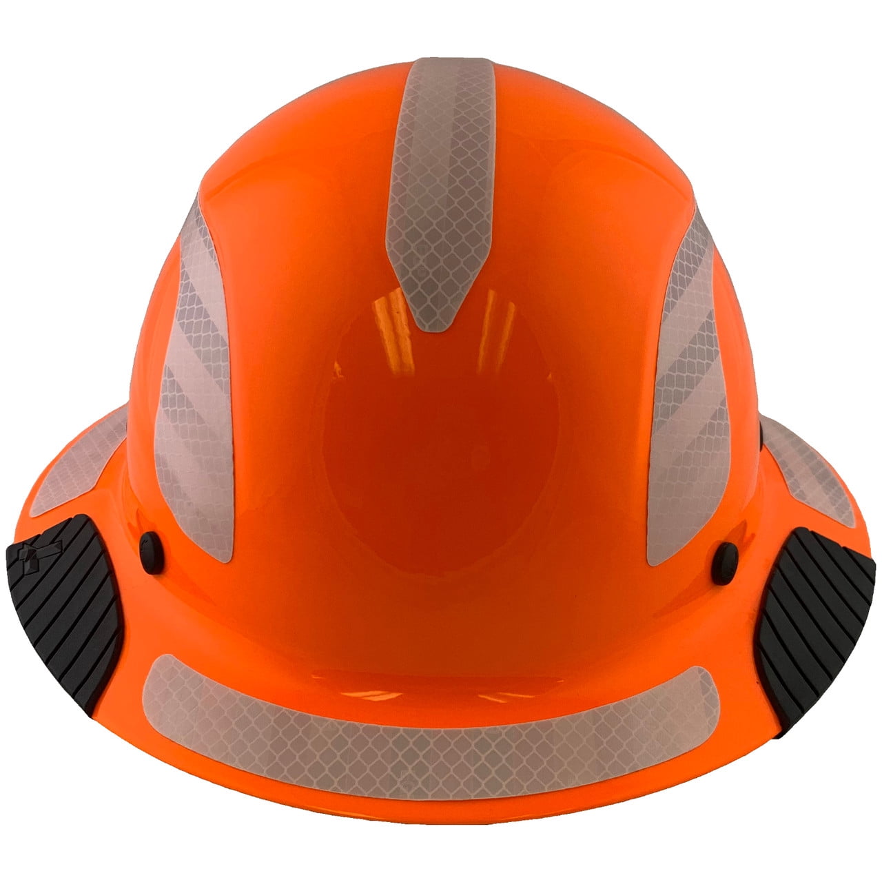 DAX Fiberglass Composite Hard Hat - Full Brim High-Viz Orange with Reflective White Decal Kit Applied