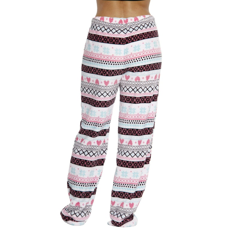 Just Love Women's Plush Pajama Pants - Soft and Cozy Lounge Pants in Petite  to Plus Sizes (White - Heart Fairisle, 1X Plus)