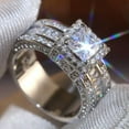 thumbnail image 3 of Luxury 925 Silver Ring Princess Cut Cubic Zircon Engagement Jewelry Sz 6-10, 3 of 7