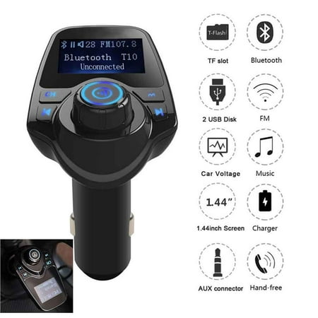Usb Bluetooth A2dp Car Mp3 Player Wireless Bluetooth Fm Transmitter FM Modulator HandsFree Car Kit A2DP 5V 2.1A USB Charger For iPhone Samsung T11 ()
