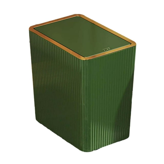 Narrow Trash Can, Kitchen Trash Can with Press Type Lid, Bathroom Trash Can with 12L Green