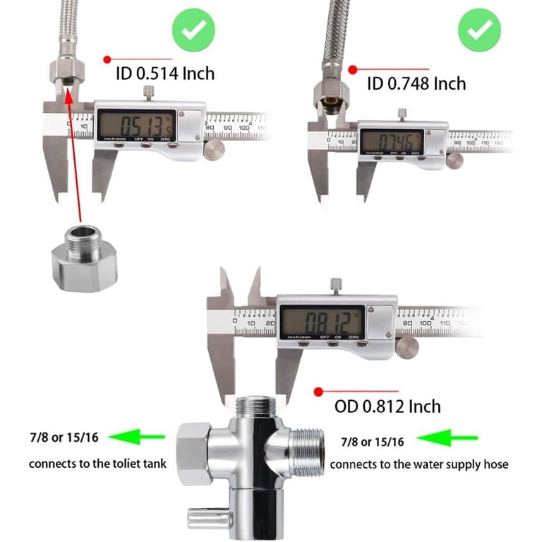 Brass T Adapter For LUXE Bidet (NEO 110/120/180/185/320) – 7/8" X 7/8" X 1/2" 3-Way Connector, Nickel-Plated, Leak-Proof, Tool-Free Install