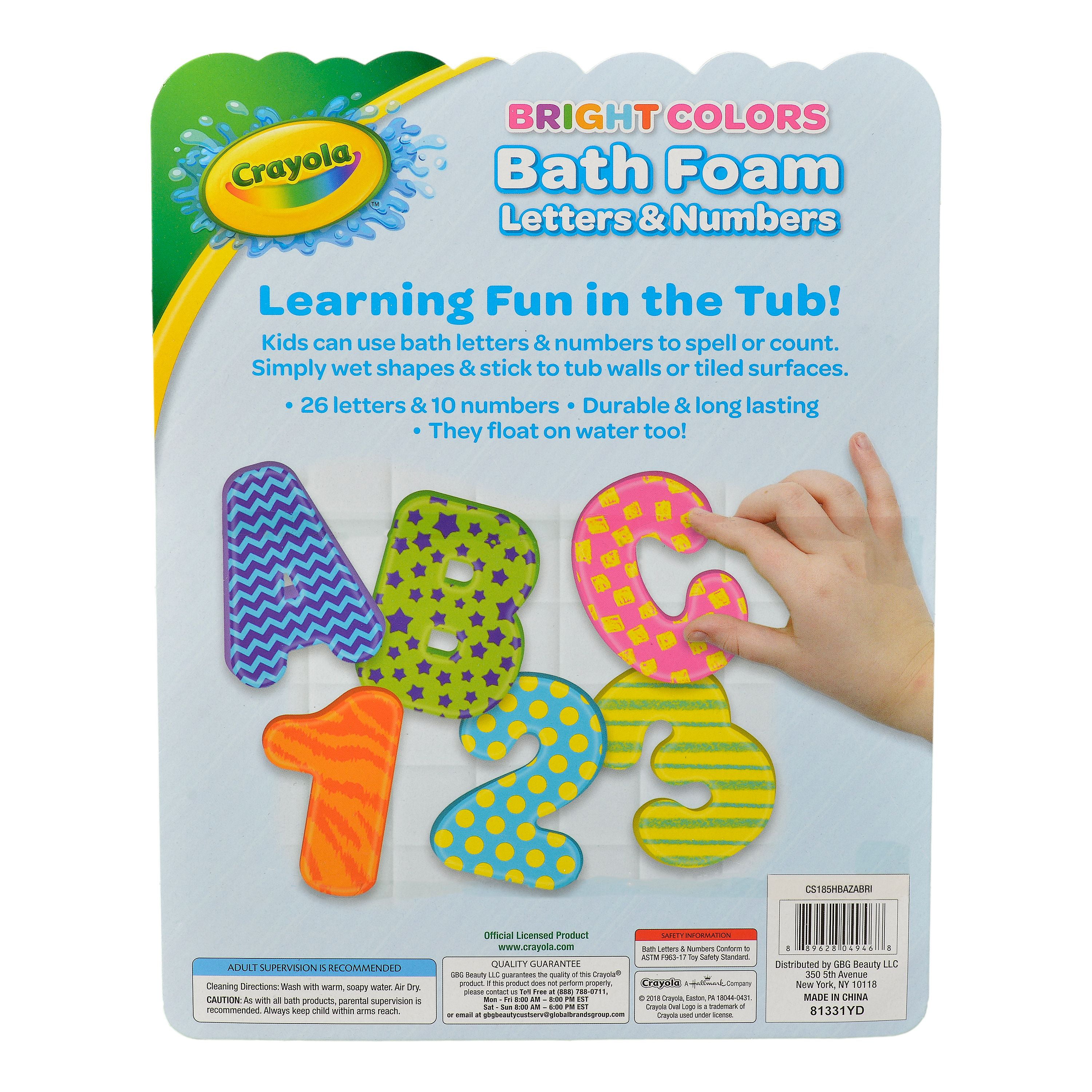 Crayola Bath Letters and Number 36 Piece Foam Bright Colors Educational Kid Gift 