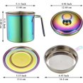 thumbnail image 2 of WWS-Rainbow Bacon Grease Container with Strainer 47oz/1.4L, Titanium Colorful Plating Stainless Steel Oil Storage Container with Fine Mesh Strainer Dust-Proof for Storing Frying Oil, 2 of 4
