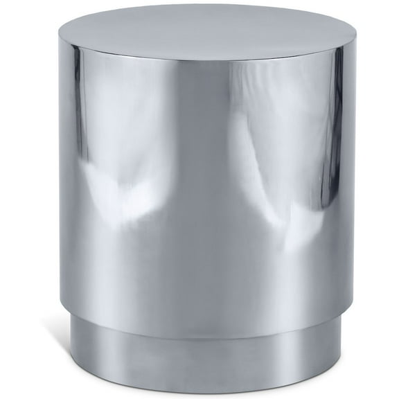 Meridian Furniture Jazzy Silver Chrome Stainless Steel Drum End Table