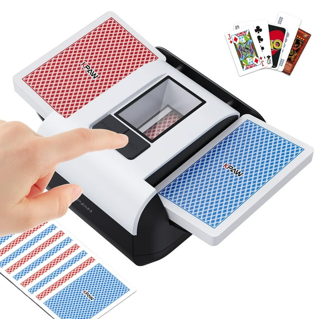 KPAW Automatic Card Shuffler - One-Press AUTO & Manual Mode, Electric Shuffling Machine for 1-2 Decks, Low Noise, Rechargeable & Portable Shuffler Machine for Poker, UNO