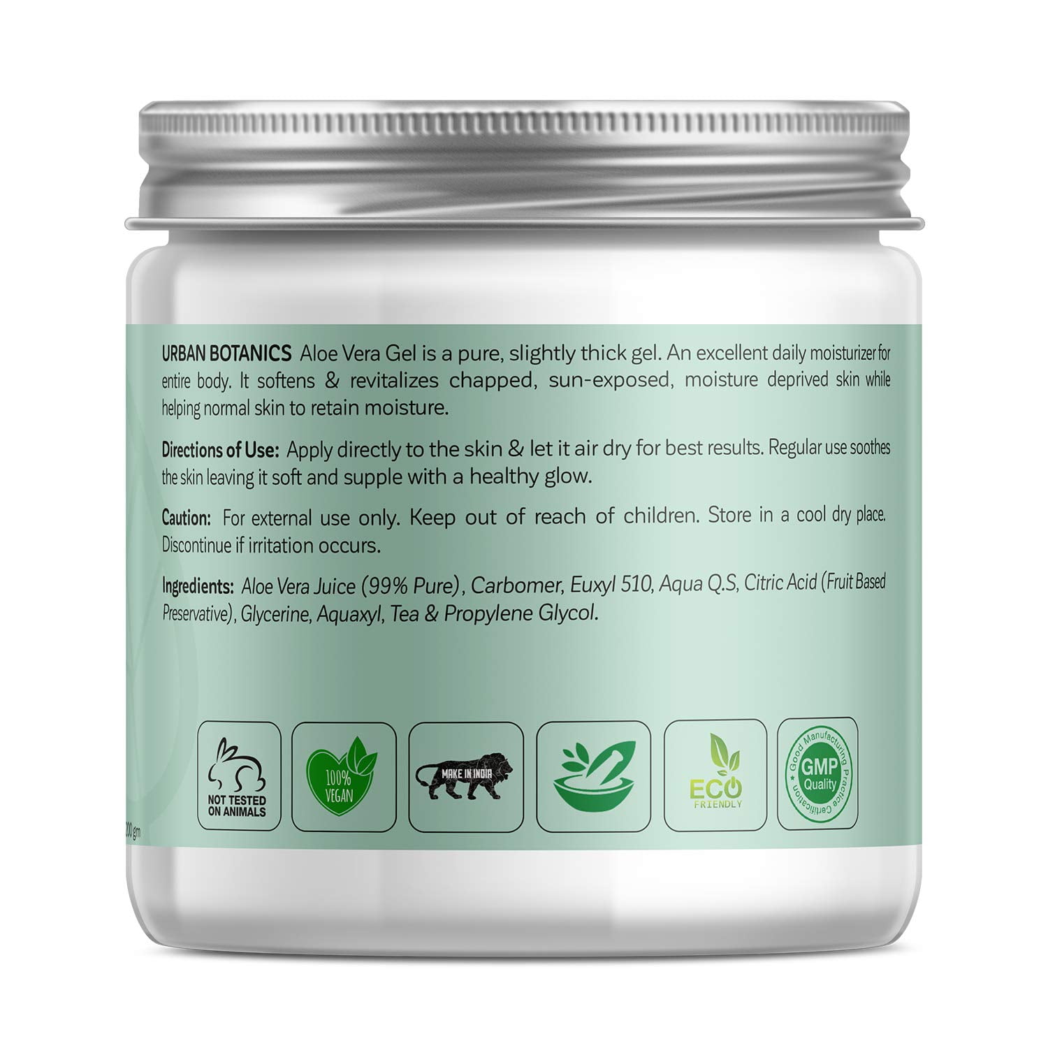 Bukser Forfatter jord UrbanBotanics® Pure Aloe Vera Skin/Hair Gel With Vitamin E & Natural  Emollients (Paraben Free), 200g - Walmart.com