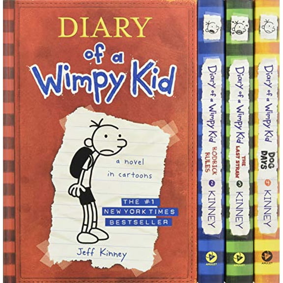 Pre-Owned Diary of a Wimpy Kid Box of Books 1-4 Hardcover Gift Set: Diary of a Wimpy Kid, Rodrick Rules, The Last Straw, Dog Days