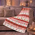 thumbnail image 6 of Gingerbread Houses and Candy Cane Rows, Playful Nordic Style for Holiday Lovers, Sweet Holiday Stripe Pattern and Christmas Gift, Cozy Flannel Blanket for Playroom and Family Room, Home Decor, 6 of 9