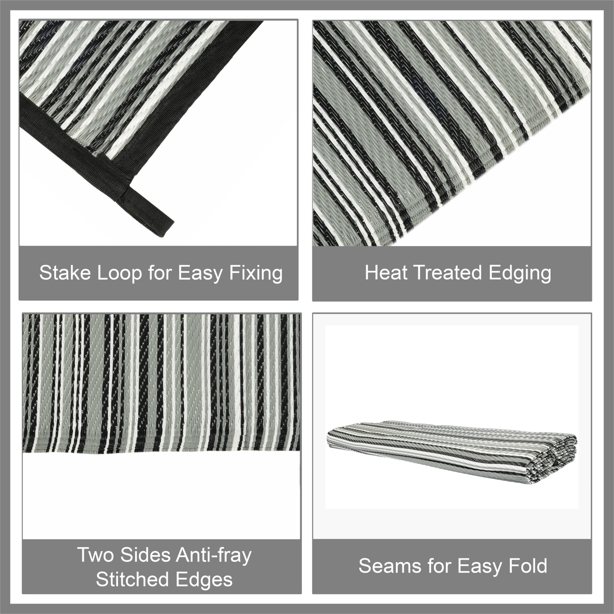 (2 pack) Auto Drive 6' x 9' Reversible Gray RV Patio Mat, Perfect for RV Patios and Garden Patios, Polypropylene