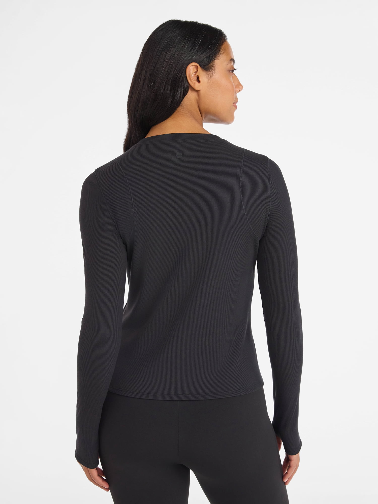 Avia Women's and Women's Plus Rib Seamed Long Sleeve Tee, Sizes XS-4X