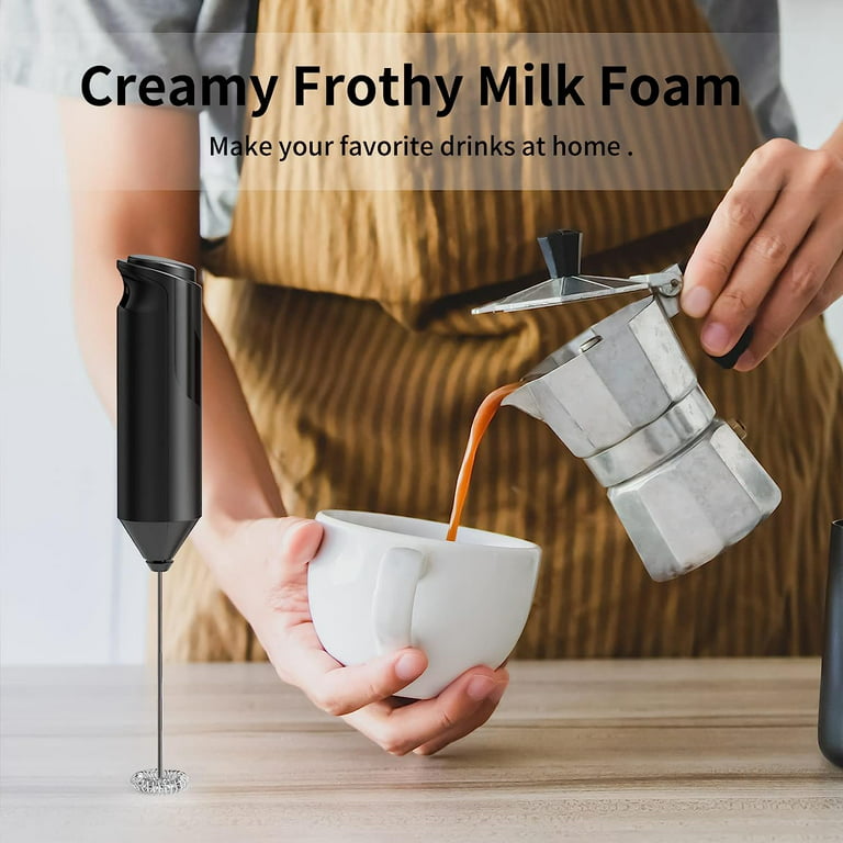 FLENDY Rechargeable Milk Frother Handheld, Coffee Handheld Black