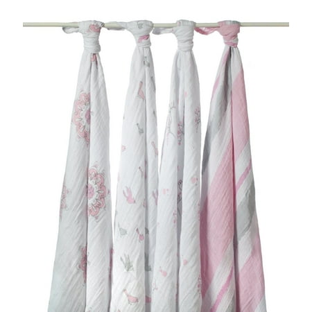 Aden & Anais 4 Pack For The Birds Muslin Swaddle Wrap #2035