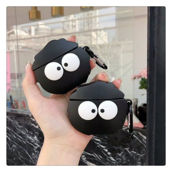 Chok Housse de Protection en Silicone 3D Mignon Dessin Animé pour Apple Airpods 1/2 Étui Noir