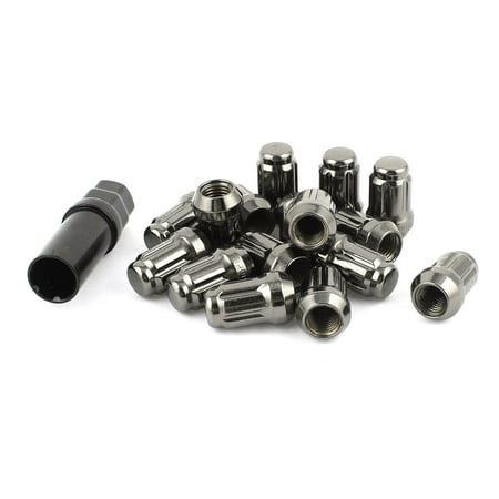 M12 x 1.5 Titanium Color Hex Wrench Adapter Wheel Locking Lug Nut 16 Pcs for Car