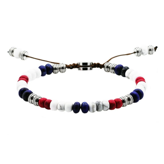 Arista Classic Men's colorful Beads Bracelet in Stainless Steel, 8"
