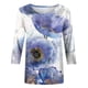 thumbnail image 5 of ICHUANYI Liquidación Camiseta estampada de moda para mujer Blusa de mangas 3/4 Tops casuales con cuello redondo ICHUANYI WER202308255250, 5 of 5
