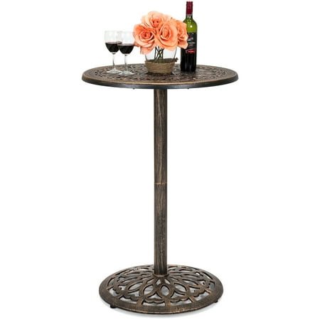 - Best Choice Products Outdoor Bar Height European Style Cast Aluminum Round Bistro Table for Backyard, Patio, Poolside - Copper