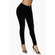 thumbnail image 2 of Jeans ajustados destruidos de tiro medio rasgados para mujer, negros, talla X-Large., 2 of 4