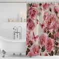 thumbnail image 3 of Pink Roses Shower Curtain, Waterproof Shower Curtains for Bathroom, Spring Floral Elegant Pastoral Butterfly Retro Washable Fabric Bathtub Curtain Set Bath Decor with 12 Hooks 48"x72", 3 of 8