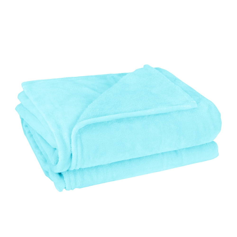 Unique Bargains Fuzzy Plush Flannel Fleece Throw Blanket Sky Blue 71" x