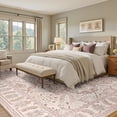 thumbnail image 2 of NewBuros Area Rugs 8'x10' Washable Non-Slip Boho Rugs, Soft Stain Resistant Low Pile Print Indoor Carpet for Living Room Bedroom Dining Room, Pink, 2 of 8