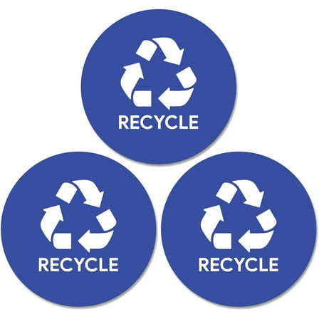 4" Recycle Stickers for Trash Can 3pcs | Weatherproof Indoor Outdoor Waste Management Decal Label Signs for Garbage Cans, Yard Waste, and Recycling Bins