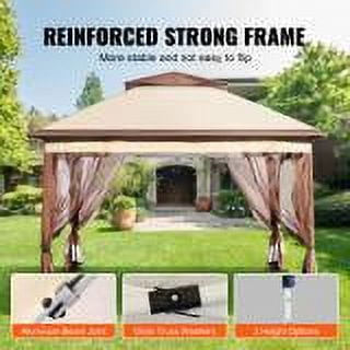KFFKFF Patio Gazebo, 11 x 11 FT Pop up Gazebo Tent for 8-10 Person, with Mosquito Netting, Metal Frame, and PU Coated 250D Oxford Cloth, Outdoor Canopy Shelter