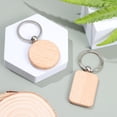 thumbnail image 4 of SHISUYAN 10 Pcs Blank Wooden Key Tag Keychains Rectangle and Round Shape Wood Pendant Keyrings, 4 of 9