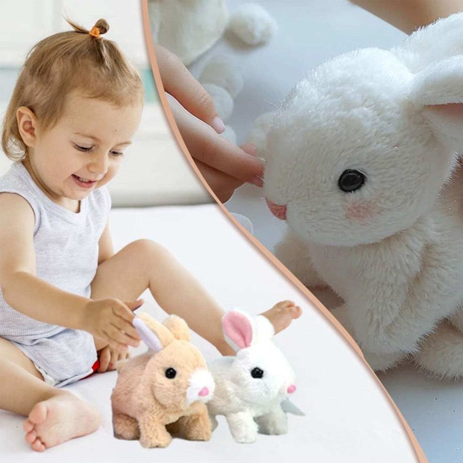 Guvpev Bunby - My Realistic Bunny Toys, Interactive Realistic Rabbit Toys That Moves, Jumping, Twitching & Shaking Ears, Easter Bunny Stuffed Animal, Easter Decorations Bunny Dolls, Unique Gifts
