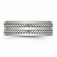 thumbnail image 3 of Solid Stainless Steel Men's Matte Brushed Finish and Twisted 7.00mm Wedding Band Ring Size 7, 3 of 7
