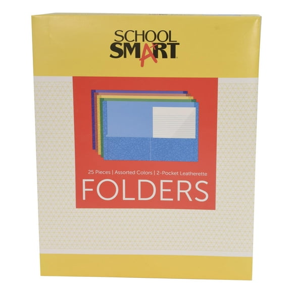 Folder School Smart con 2 bolsillos, colores surtidos, paquete de 25