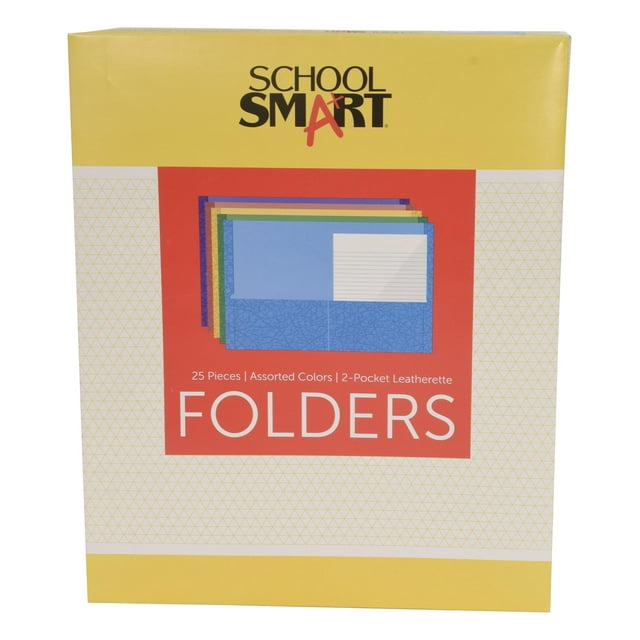 Folder School Smart con 2 bolsillos, colores surtidos, paquete de 25
