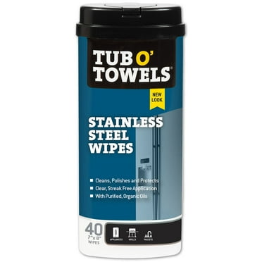 Tub O' Towels TW40 Heavy-Duty 7" x 8" Size Multi-Surface Cleaning Wipes, 40 Count Per Canister, White