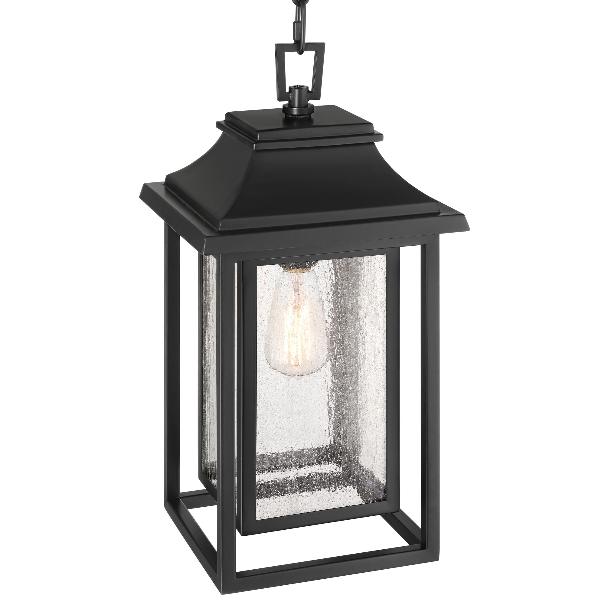 John Timberland Cecile 19 1/2" High Farmhouse Rustic Outdoor Pendant Light Fixture Ceiling Porch House Hanging Painted Black
