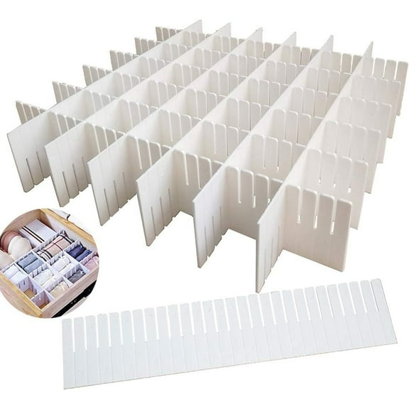OFEFE 12PCS DIY Plastic Grid Drawer Dividers,Small Drawer Dividers,White Adjustable Sock Underwear Dresser Drawer Organizers Divider for Stationary Storage(White)