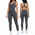 thumbnail image 5 of AEXTO Women's Square Neck Sports Jumpsuit with Removable Bra Pad, Womens Solid Sleeveless Sport Jumpsuit, Ladies Sportswear Clothing, Tummy Control, Jumpsuits for Women, Workout Gym Clothing, 5 of 7