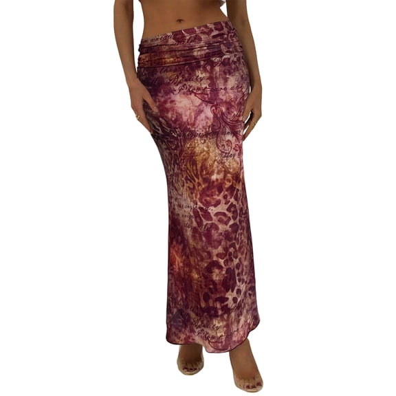 Jaimenalin Womens Mesh Maxi Skirt Summer Elastic High Waisted Boho Elegant Mermaid Long Skirts for Women Rose Red M