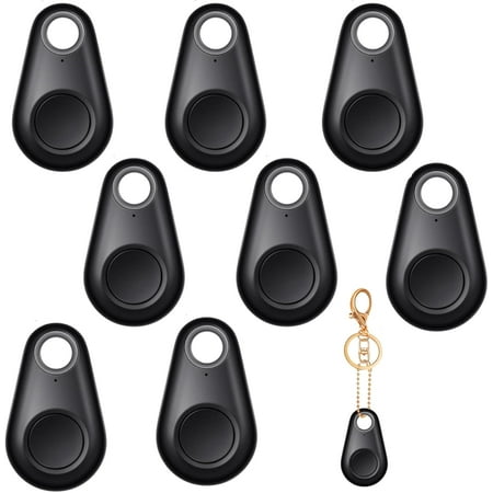 8 Packs Portable GPS Tracking Mobile Tracking Anti Loss Smart Device Key Finder Locator GPS Tracker Device for Pets Dog Cat Wallet Keychain Luggage, Alarm Reminder(Black)