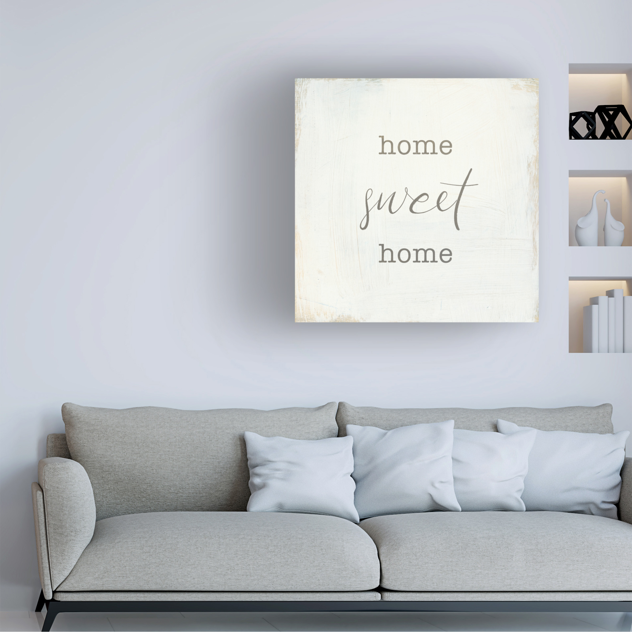 Trademark Fine Art 'Home Sweet Home I Script' Canvas Art by Wild Apple Portfolio