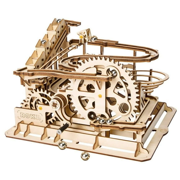 ROKR 3D Wooden Puzzles Marble Run Set - Mechanical Model Kit for Adults DIY Roller Coaster Toys Gifts for Adult (Marble Parkour)
