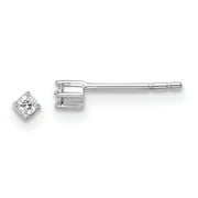 Sterling Silver White Ice Diamond Earrings 2x2 mm (0.06 cttw, I1-I3 Clarity, I-J Color)
