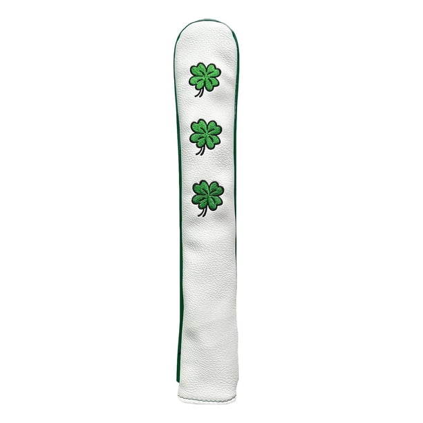 Estuche de alineación de golf premium con patrón bordado, funda para palo de práctica de PU Blanco