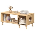 thumbnail image 1 of Gymax 40'' Coffee Table w/ Cat House 2-in-1 Farmhouse Cat Furniture Coffee Table, 1 of 10
