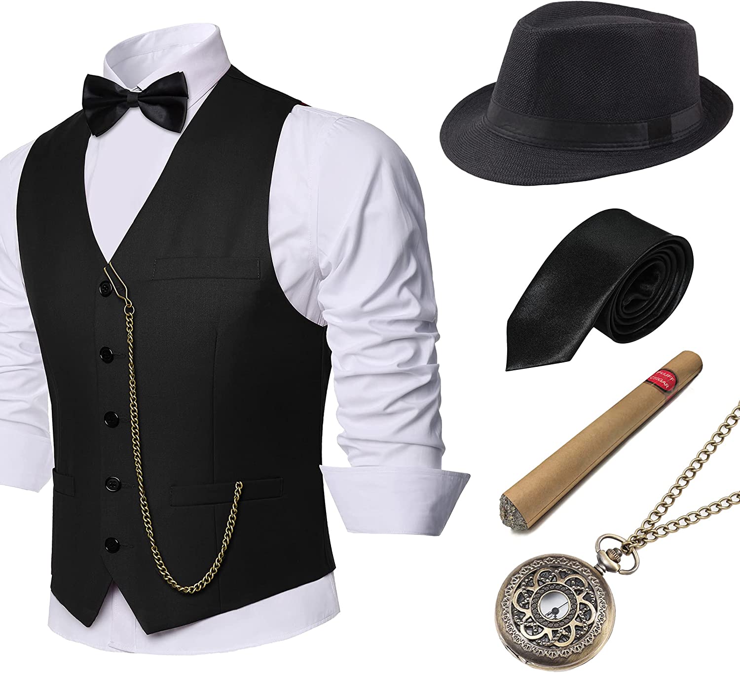 1920s Mens Gatsby Gangster Vest Costume 