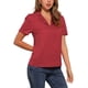 thumbnail image 4 of INSPIRAR CHIC Blusas de V Cuello para Mujeres Elegante Casual Estampado de Cereza con Solapa Notch Verano Manga Corta XS Rojo, 4 of 6
