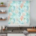 thumbnail image 4 of Teal Red Coastal Sheer Curtains 54 Inches Long, Nautical Seahorse Beach Coral Starfish Light Filering Curtains, Breathable Simi Curtain Privacy Drapes for Kitchen Bathroom Small Window Treatment, 4 of 9