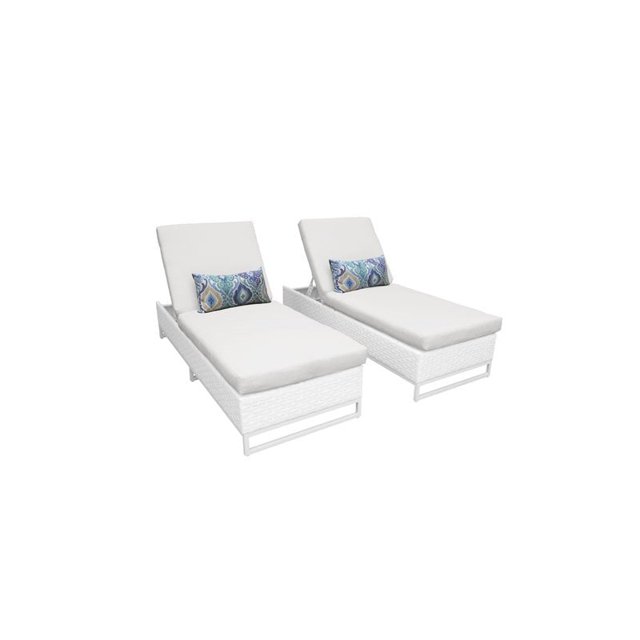 Chaise Monaco Set de 2 Meubles de Patio en Osier d'Extérieur en Voile Blanche