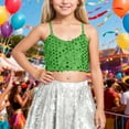 thumbnail image 2 of Girls Sequin Tank Tops Sleeveless Spaghetti Shoulder Straps Dance Tops for Girls Latin Jazz Hi Hop Stage Performance, 2 of 4