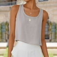 thumbnail image 3 of Otntypg Womens Scoop Neck Cotton Linen Tank Tops Loose Lightweight Casual Solid Color Cami Sleeveless Blouses Summer Basic Tank Shirt Gray S, 3 of 10